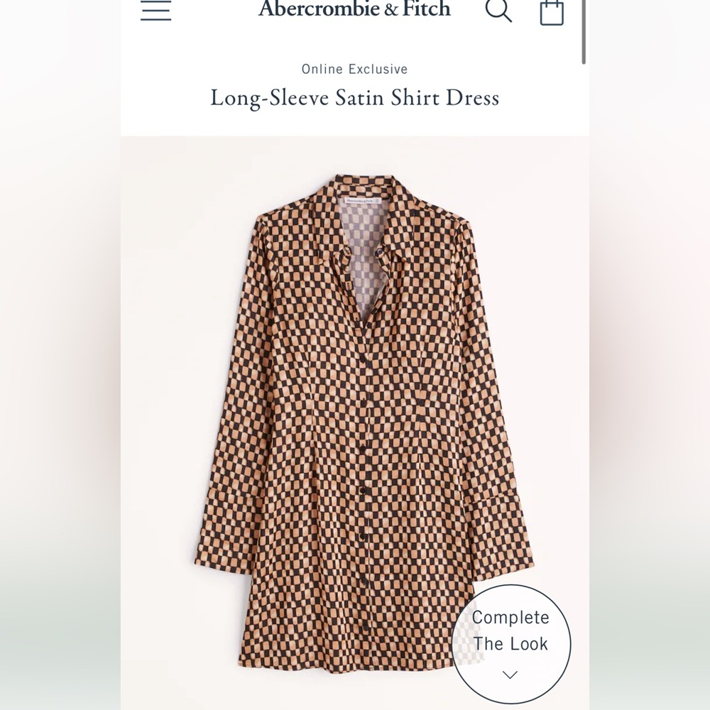Abercrombie & Fitch Long-Sleeve Satin Shirt Dress